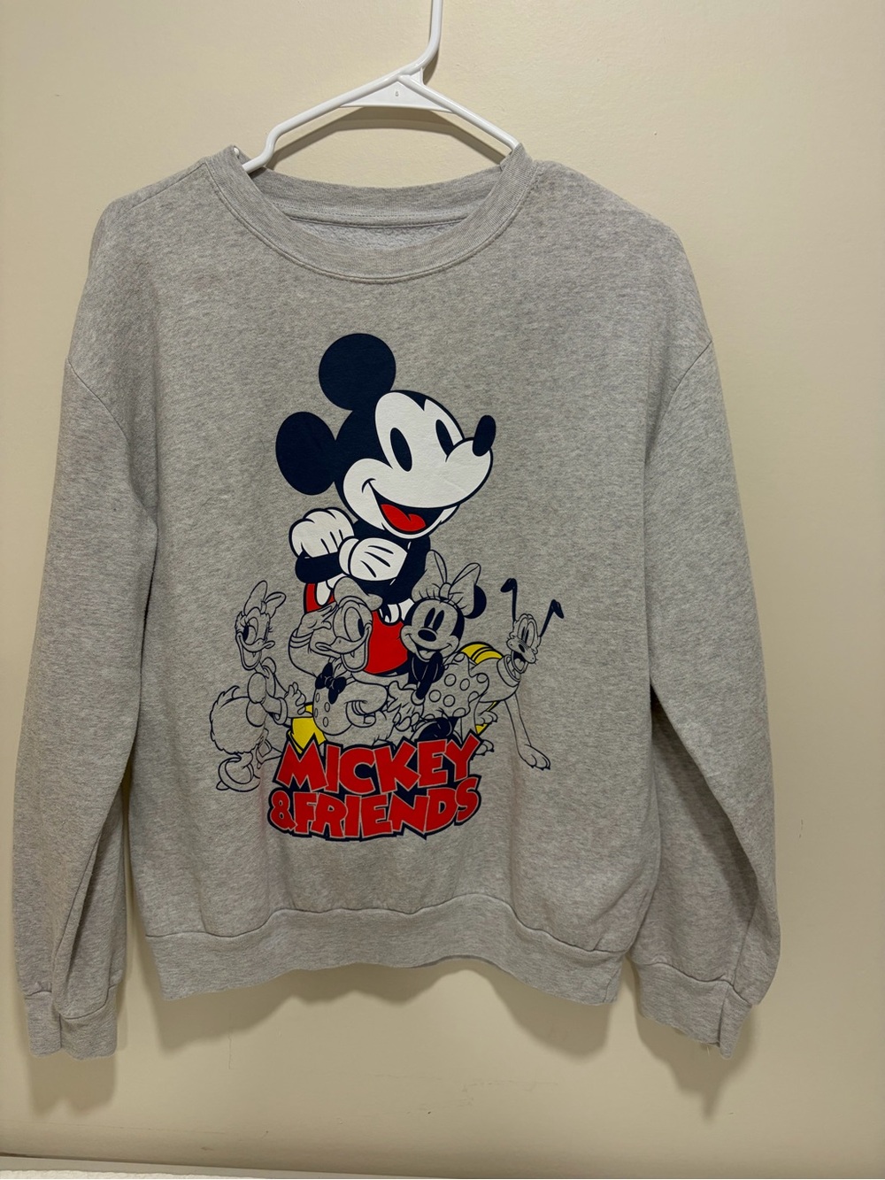 Disney Gray Crewneck Sweatshirt with Mickey & Friends Graphic